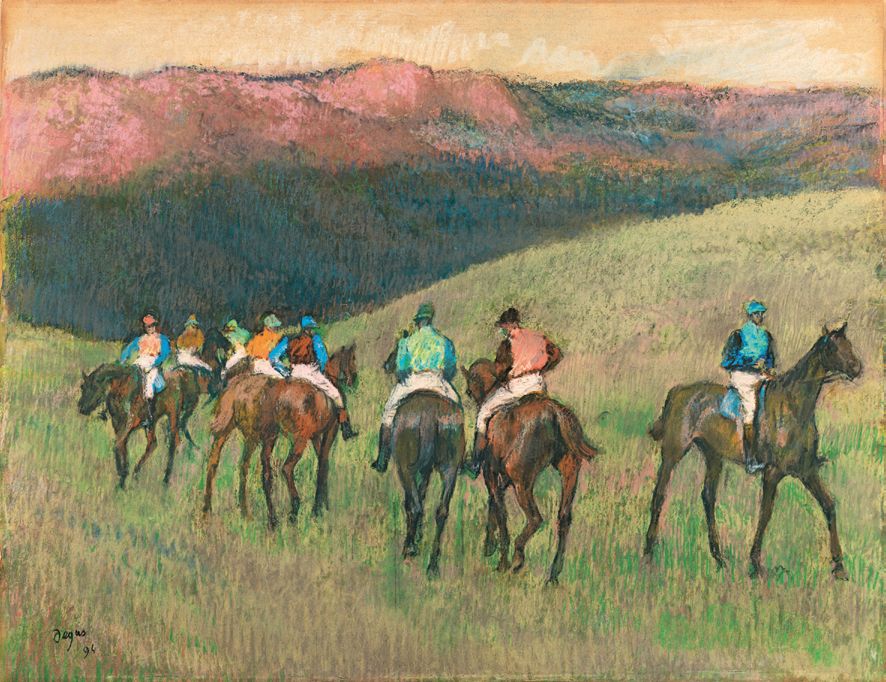 Edgar Degas Chevaux de course dans un paysage [Caballos de carreras en un paisaje], 1894 Colección Carmen Thyssen- Bornemisza, en depósito en el Museo Nacional Thyssen-Bornemisza, Madrid