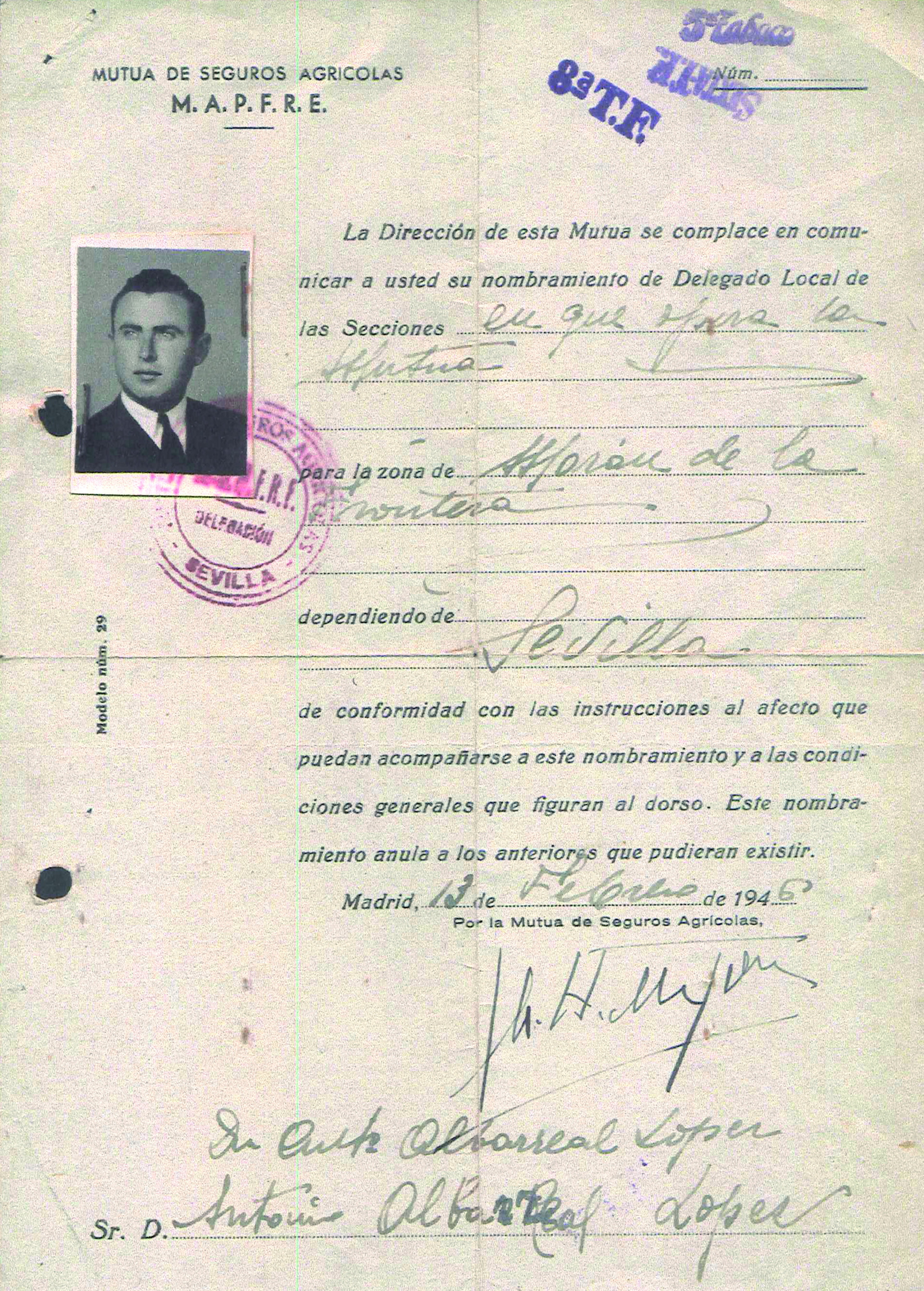 Copy of the first contract 1946